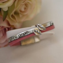 Bracelet manchette multi cuirs décor Feuilles fermoir magnétique large