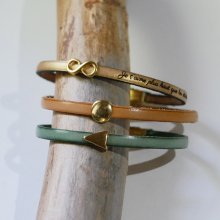 Bracelet cuir femme passant doré au choix à personnaliser