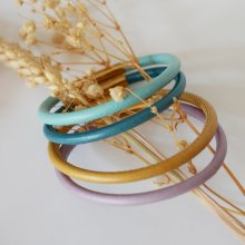 Bracelet femme cuir rond fermoir doré à baïonnette