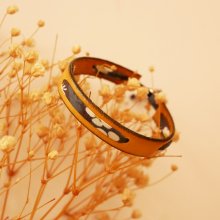 Bracelet Florâme au ruban liberty Misti gris sur cuir moutarde