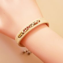 Bracelet Florâme végétal au ruban liberty Ava sur liège blanc