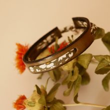 Bracelet Florâme au ruban liberty vert sur cuir vert tilleul
