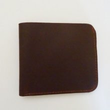 Porte-cartes en cuir épais Marron gravé