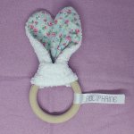 Décoration oreilles de lapin pour chambre de bébé Bleu clair fleuri