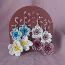 Boucles d'oreilles au crochet fleurs double