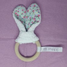 Décoration oreilles de lapin pour chambre de bébé Bleu clair fleuri