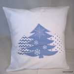 Housse de coussin Sapins bleus en appliqué