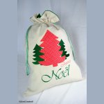 Pochon de Noël grande taille sapin appliqué rouge