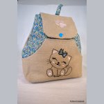 Sac à dos enfant brodé chaton personnalisable