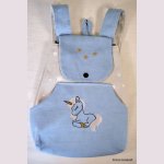 Sac à dos enfant brodé licorne et étoiles personnalisable