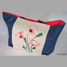 Sac cabas motif coquelicots sur fond blanc