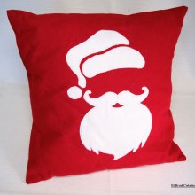 Housse de coussin Tête du Père Noël en appliqué