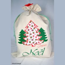 Pochon de Noël grande taille sapin appliqué cadeaux