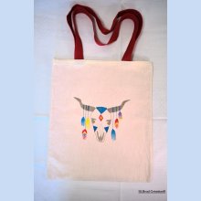 Tote Bag brodé tête de buffle personnalisable