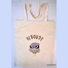 Tote Bag brodé hibou boudeur