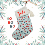 Chaussette de Noël personnalisé prénom / botte de Noël fait main avec déco pompon