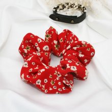 Chouchou cheveux fleuri Louna rouge
