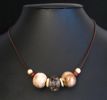 Collier multi-matières beige écru