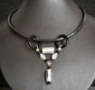 Collier tube en Feuille d'argent sur cuir